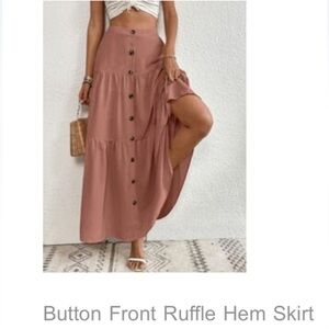 SHEIN Dusty Rose Button Maxi Skirt